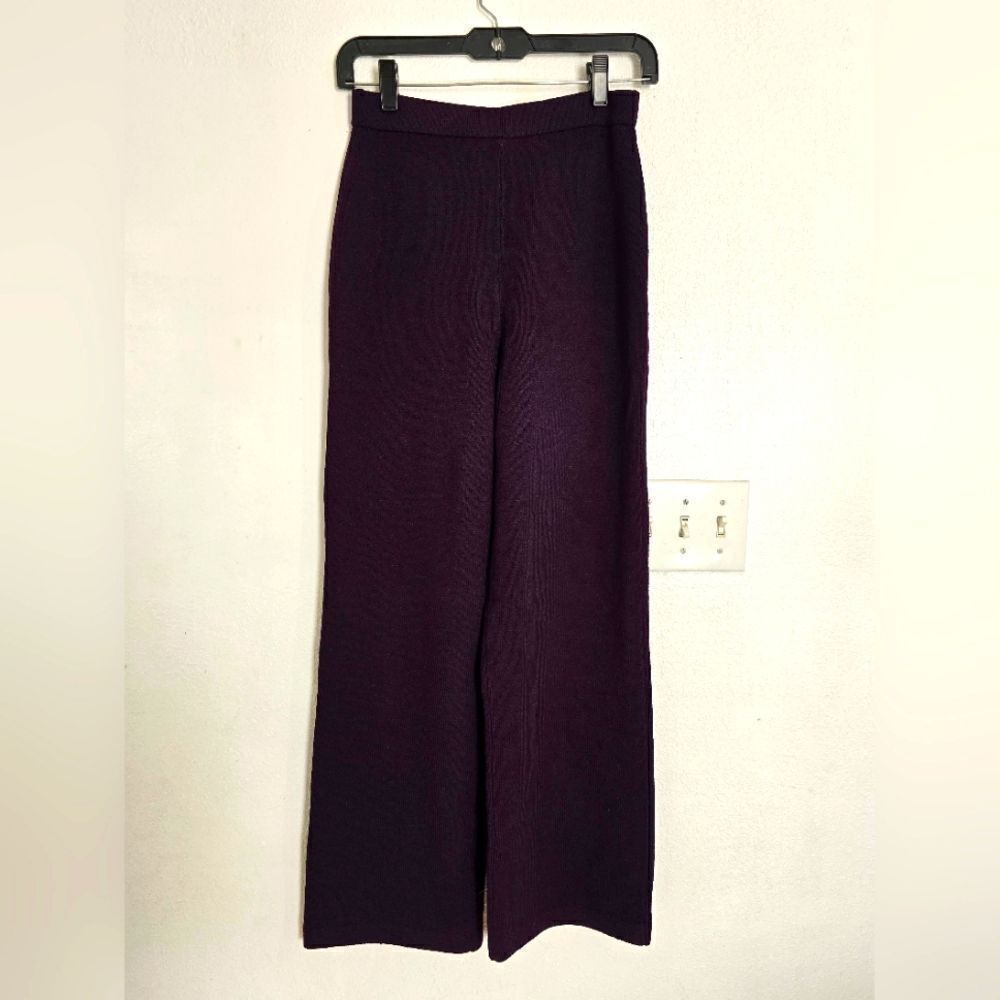 St. John Collection Wide Leg Knitted Pants Size 2 In Wine Purple